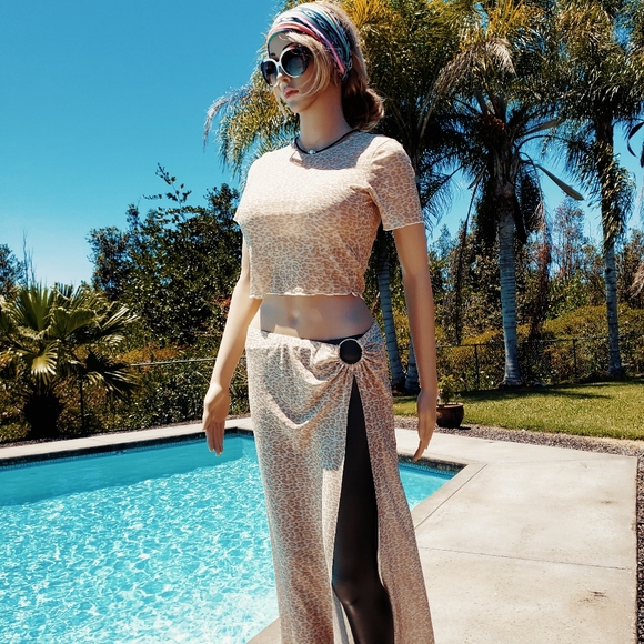 Nwt Printed Mesh Cover-Up Set KENDALL + KYLIE, sz Lg, nude leopard print - Picture 6 of 17